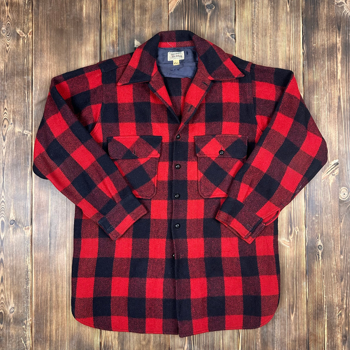 Vintage Buffalo Plaid red black shirt jacket tagged 15.5 fits large long