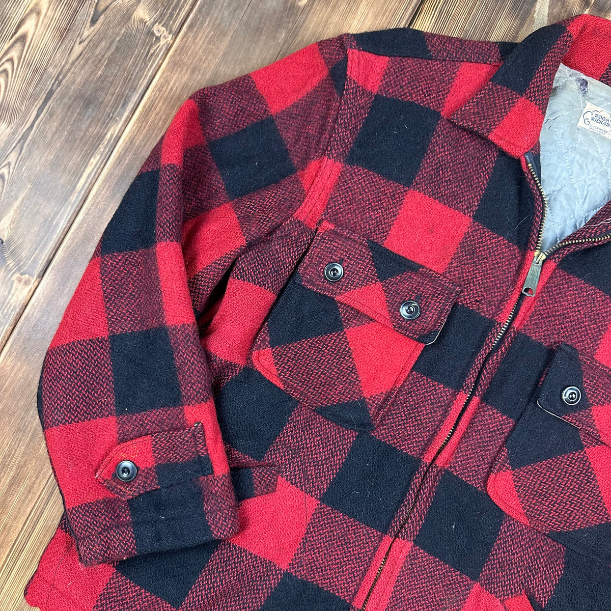 Buffalo Plaid red black wool jacket size medium