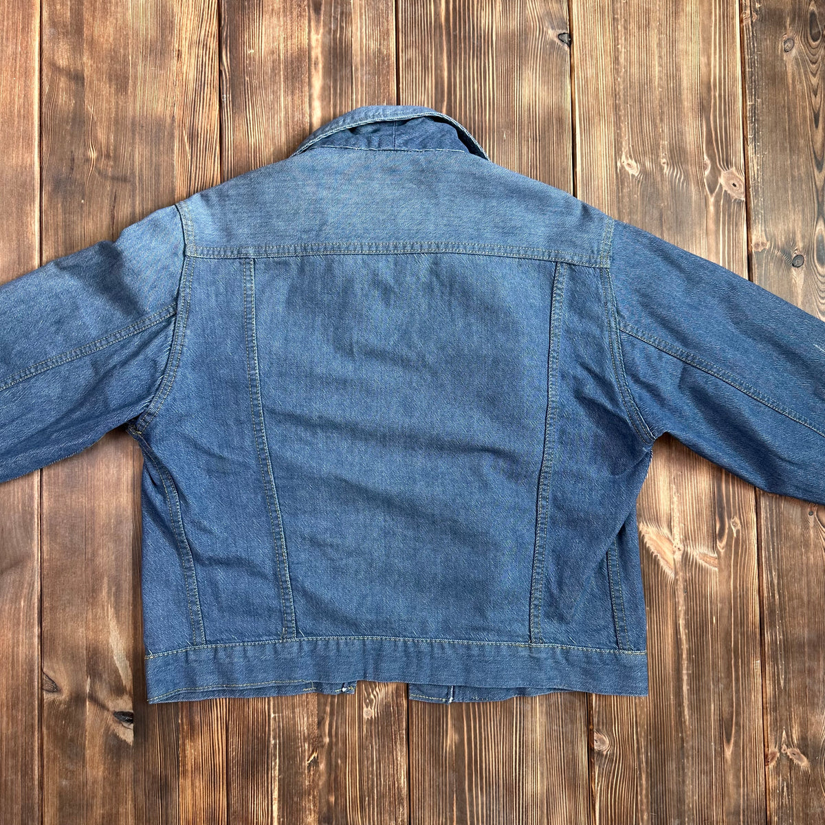 60s Roebucks white tag selvedge denim jean trucker jacket faded medium probably 42