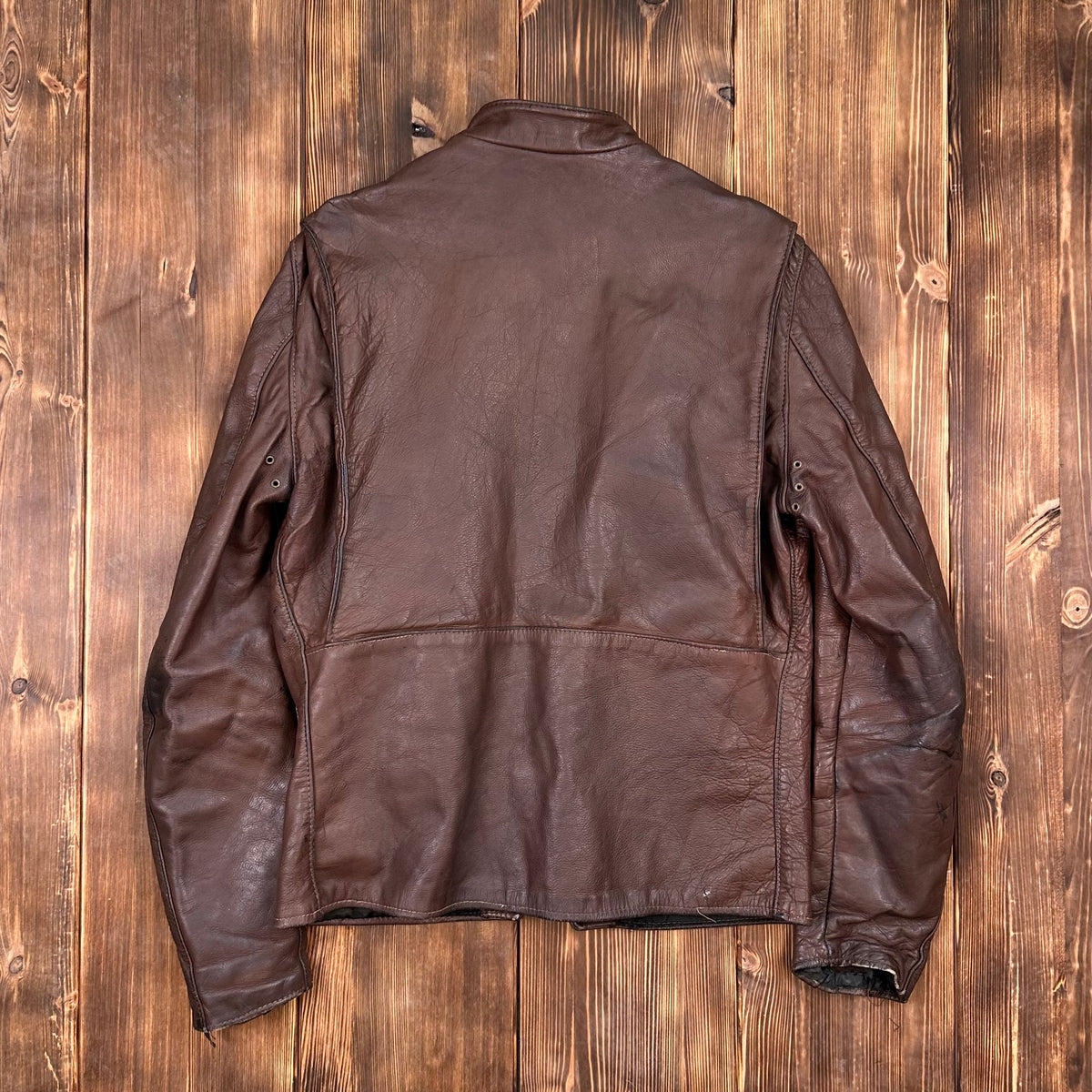 70s Cafe Racer brown leather jacket 40/42 long / large