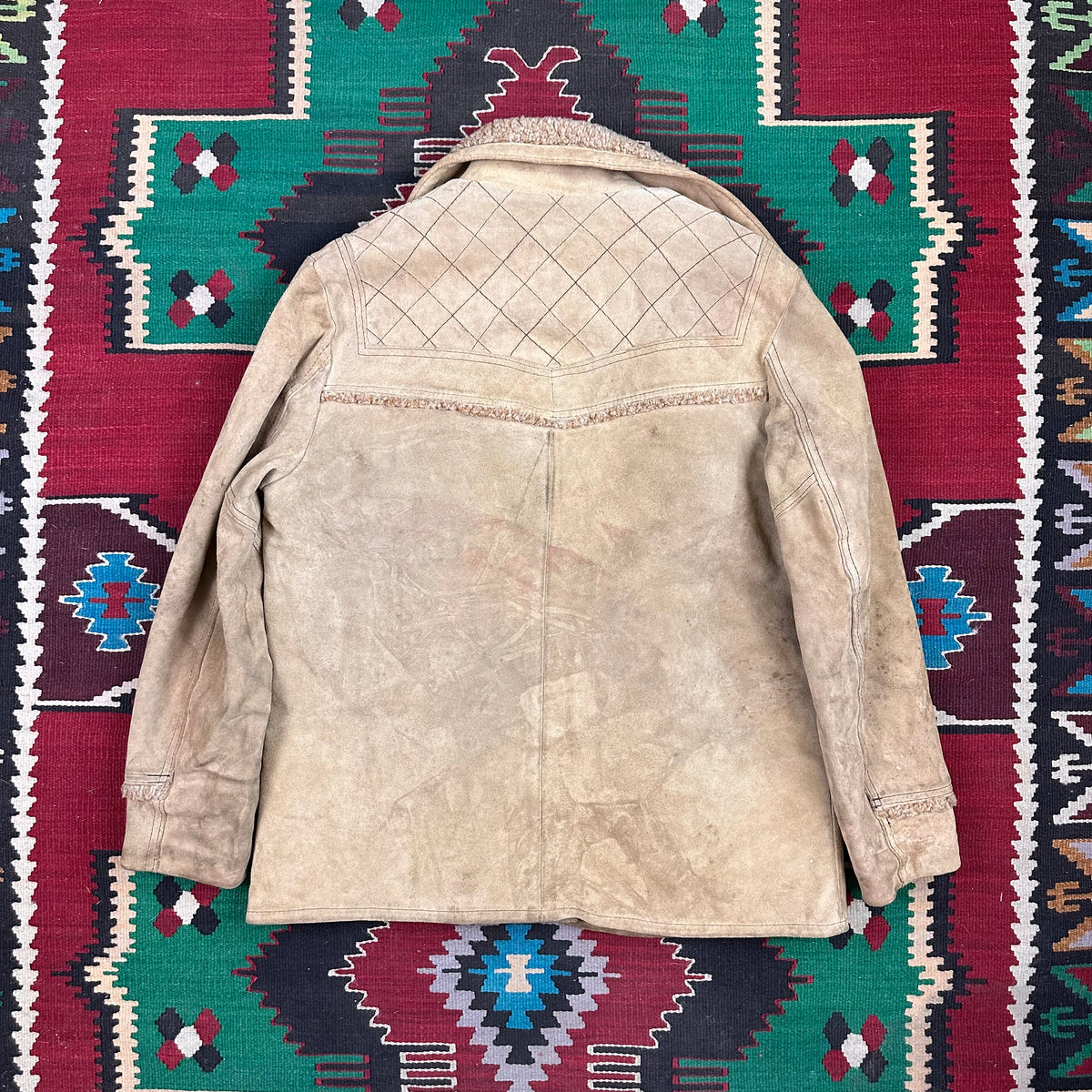 70s Lee brown suede pile lined Sherpa western style coat tagged 52 fits large