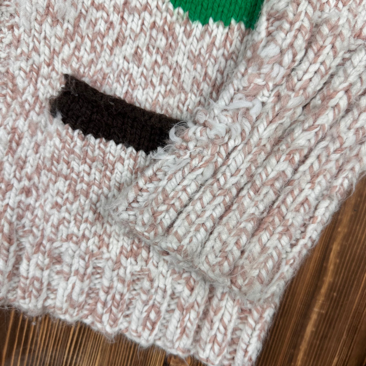 Golf motif Cowichan style shawl collar zipper sweater medium