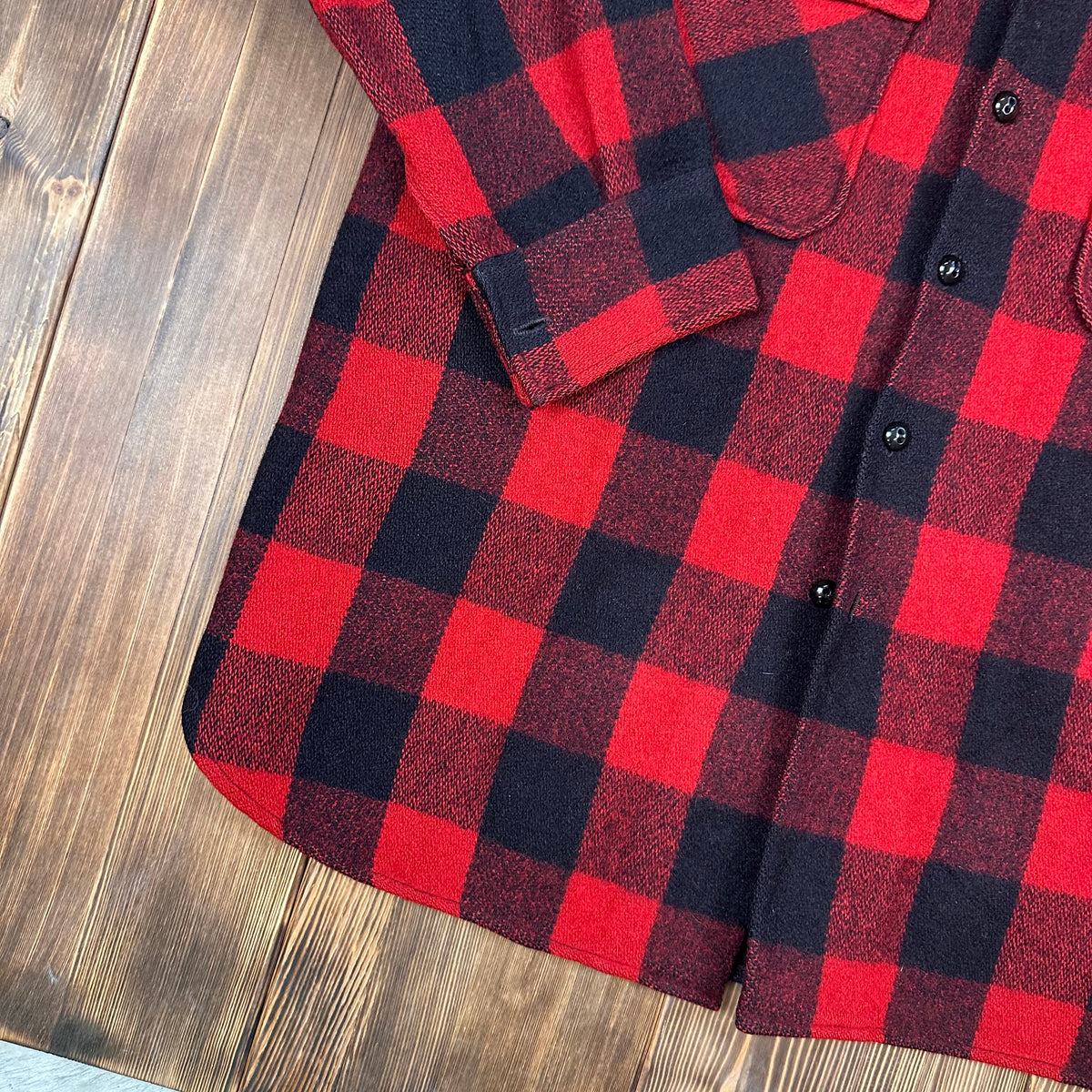 Vintage Buffalo Plaid red black shirt jacket tagged 15.5 fits large long