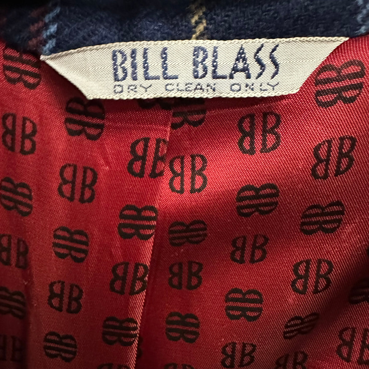 Pre 76 Bill Blass for Syms blue plaid tweed sport coat approx 42