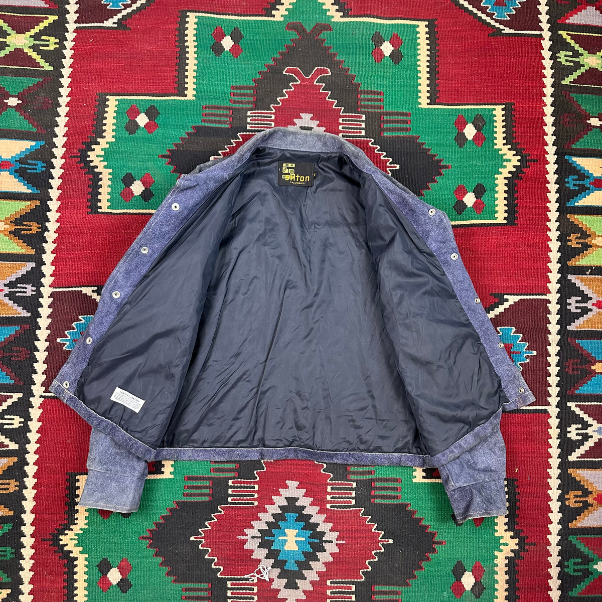 70s Blue suede western trucker jacket by Sliton California tagged 46 fits XL