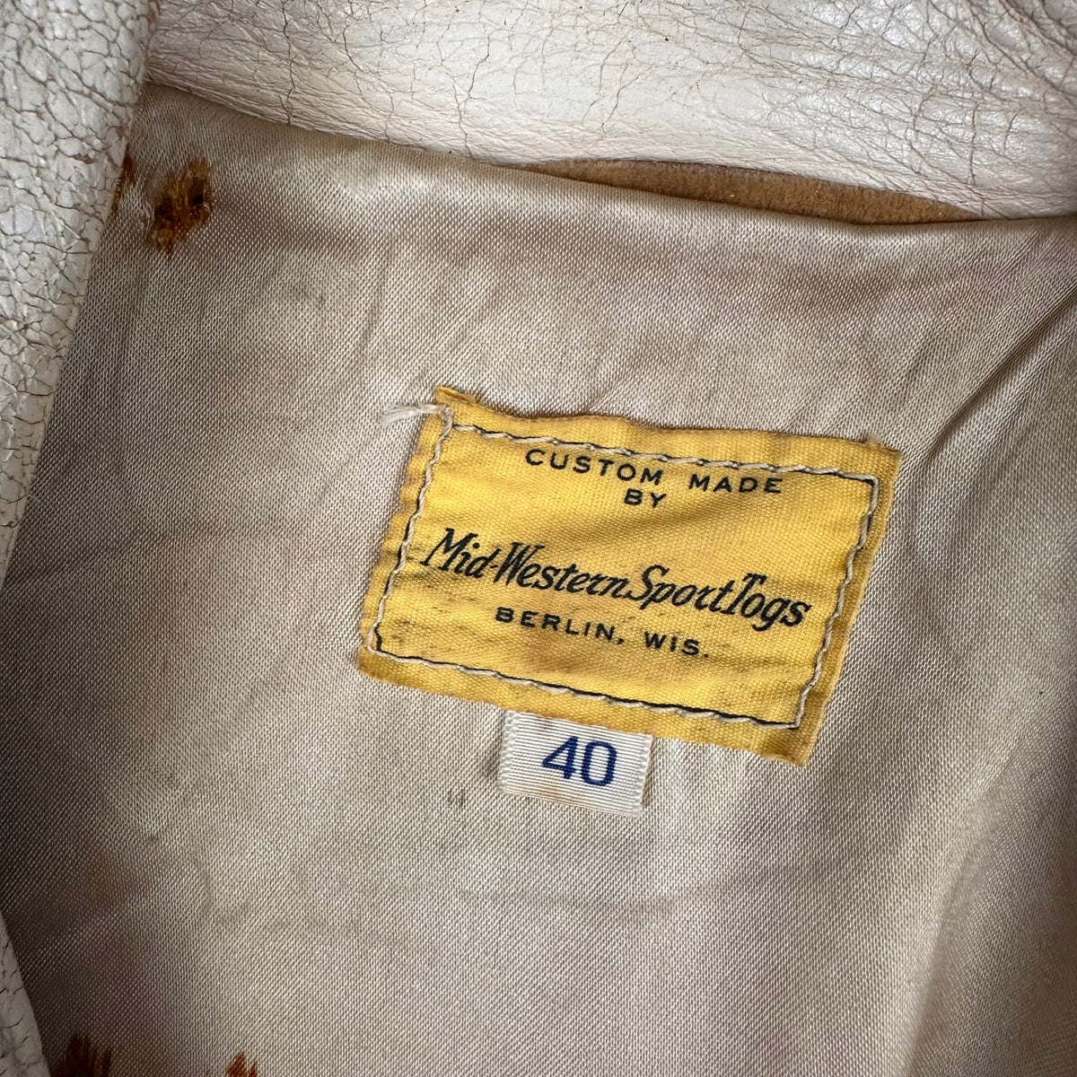 60s white deerskin leather western short coat jacket by Mid Western Sport Togs size 40 fits Medium Long