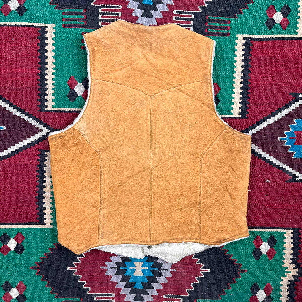 70s brown suede pile lined Sherpa vest 40R medium by David James