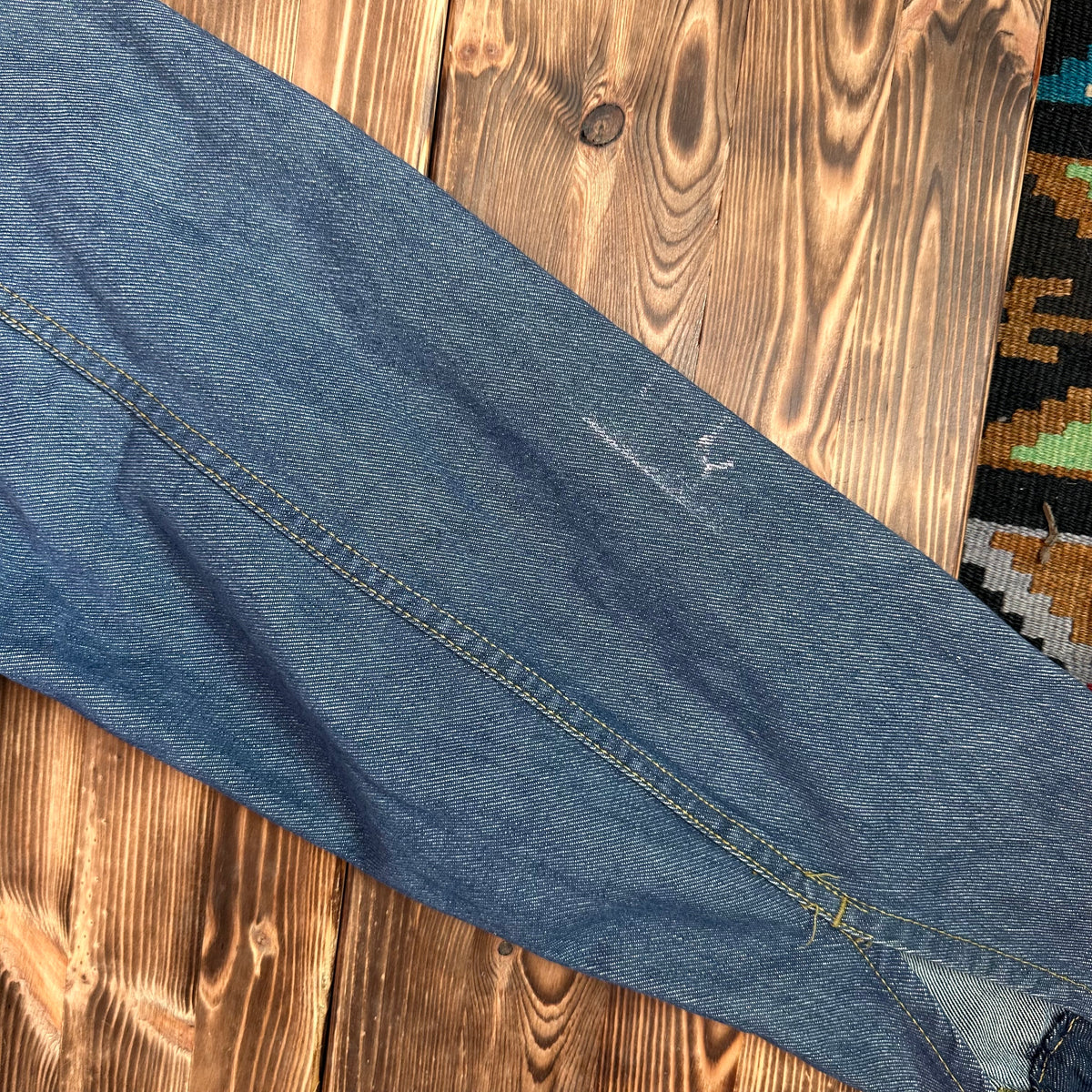 60s Roebucks white tag selvedge denim jean trucker jacket faded medium probably 42