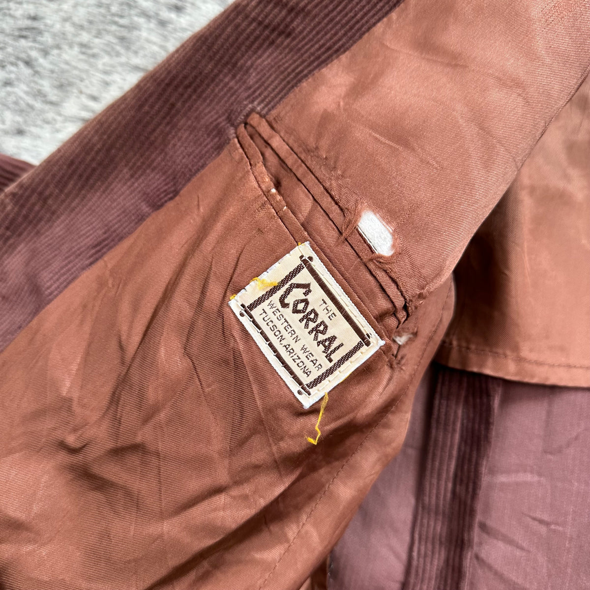 Western style brown corduroy sport coat with point yokes approx 42R by The Corral