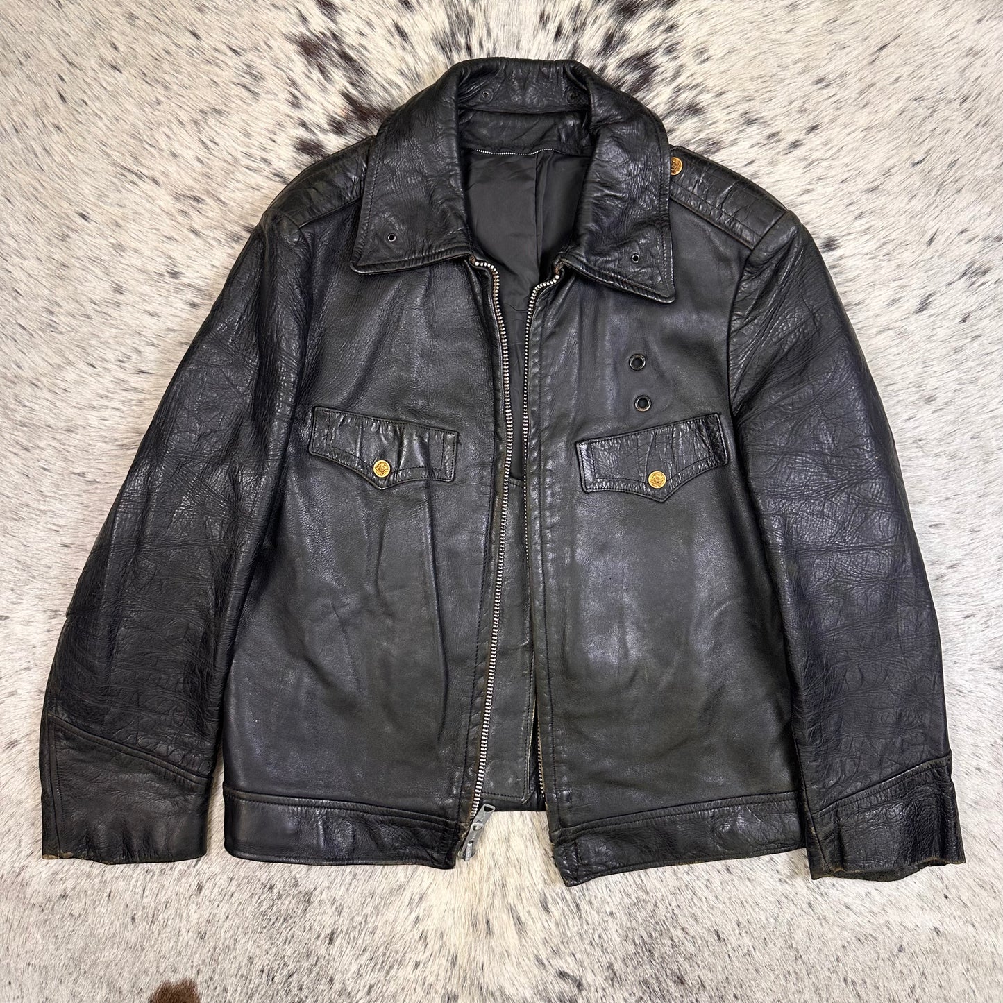 1970s NYPD Horsehide Leather jacket Fits Medium