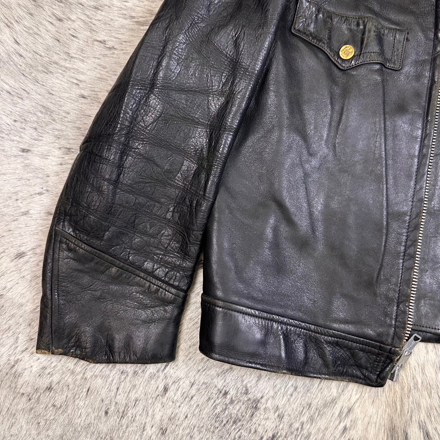 1970s NYPD Horsehide Leather jacket Fits Medium
