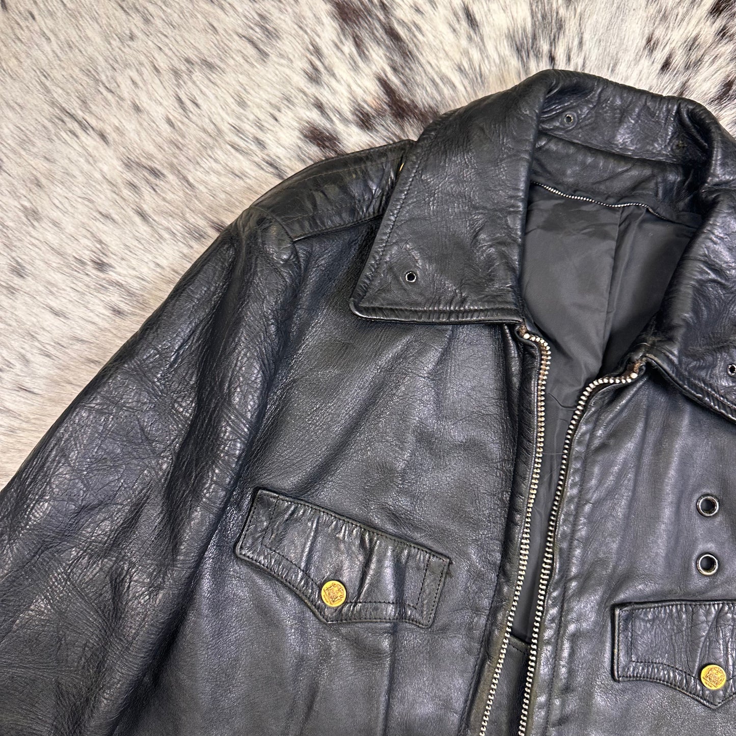 1970s NYPD Horsehide Leather jacket Fits Medium