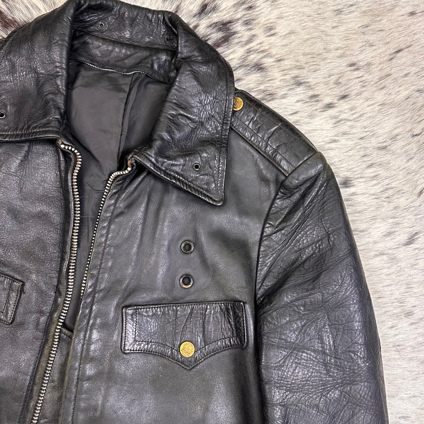 1970s NYPD Horsehide Leather jacket Fits Medium