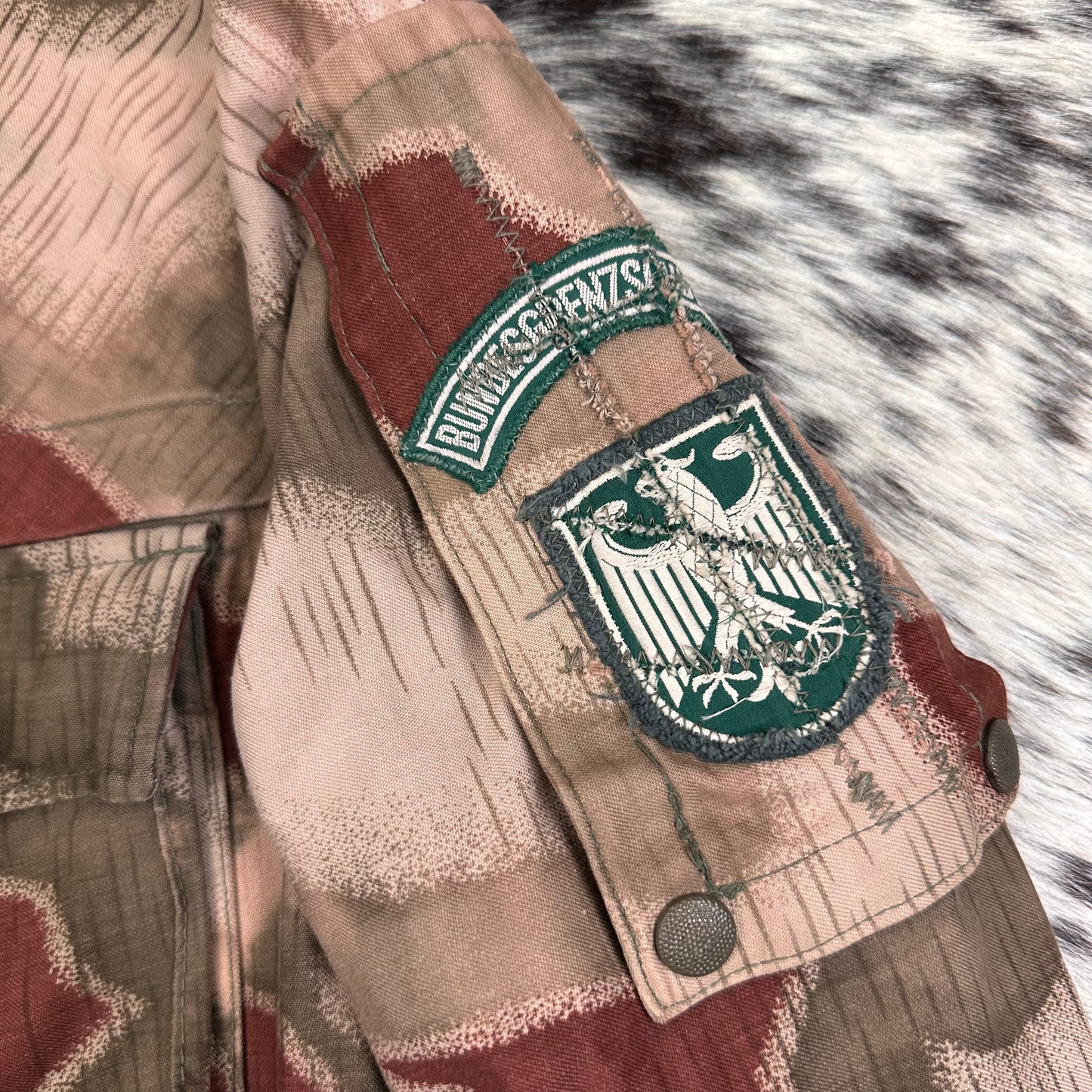 West German BGS Border Gaurd Bundesgrenzschutz Sumpfmuster camo jacket tagged 50 modern large 1971