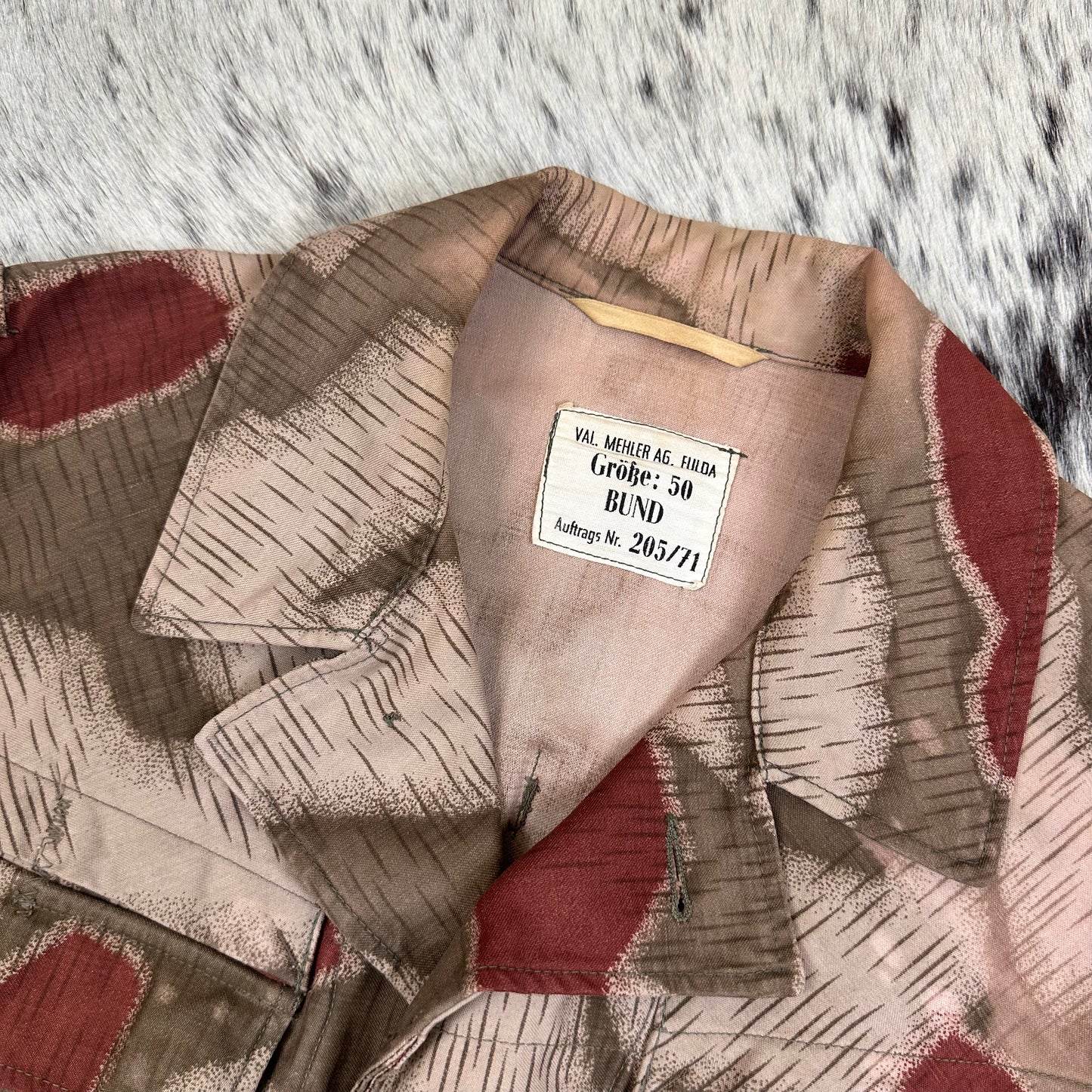 West German BGS Border Gaurd Bundesgrenzschutz Sumpfmuster camo jacket tagged 50 modern large 1971
