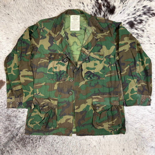 Brown dominant RDF ERDL 1976 medium regular camo shirt