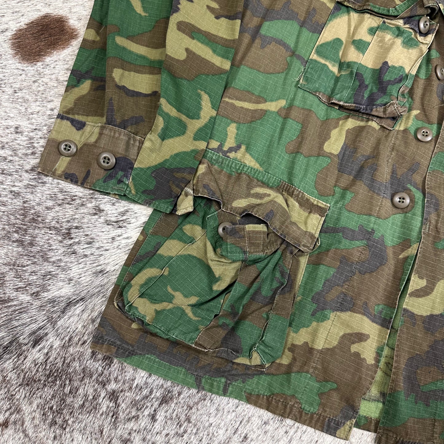 Brown dominant RDF ERDL 1976 medium regular camo shirt