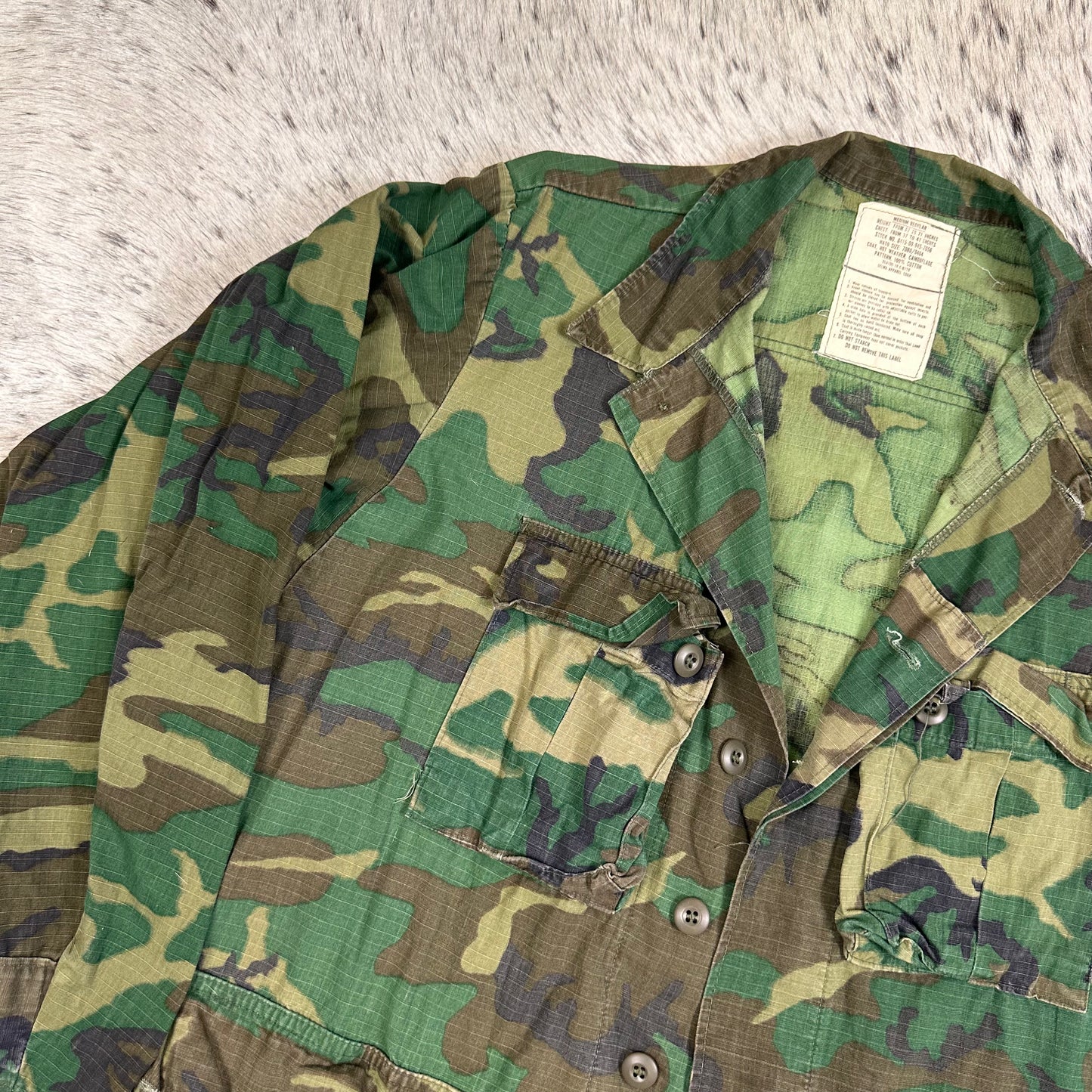 Brown dominant RDF ERDL 1976 medium regular camo shirt