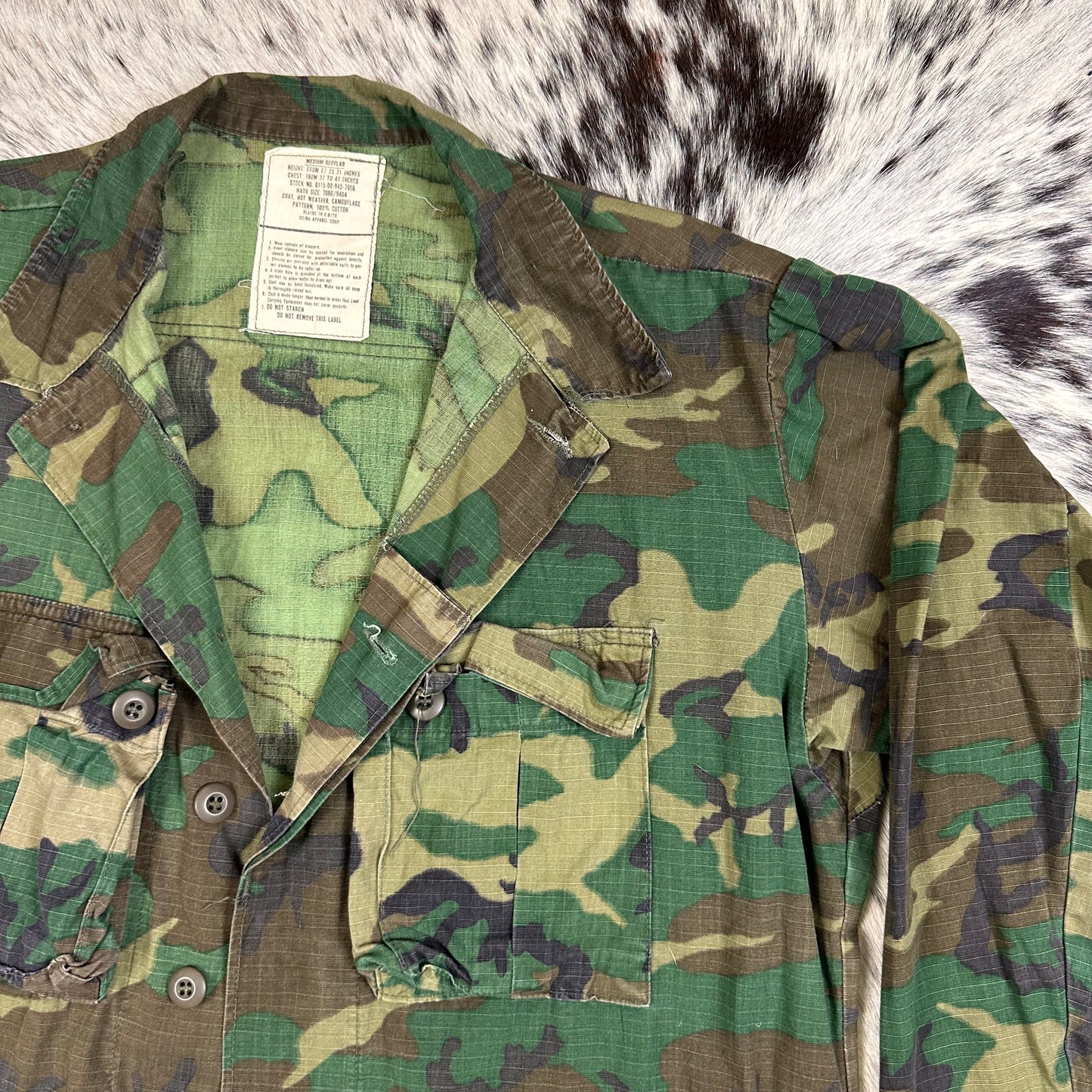 Brown dominant RDF ERDL 1976 medium regular camo shirt