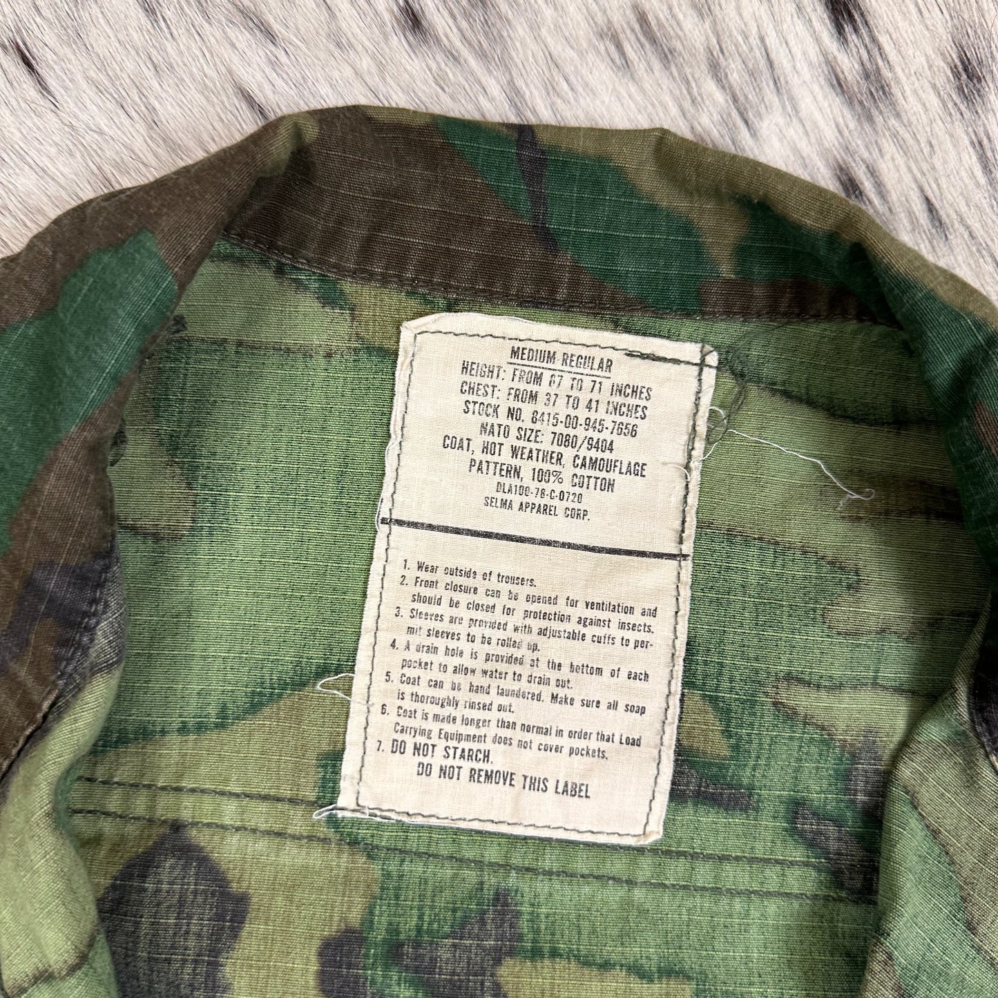 Brown dominant RDF ERDL 1976 medium regular camo shirt