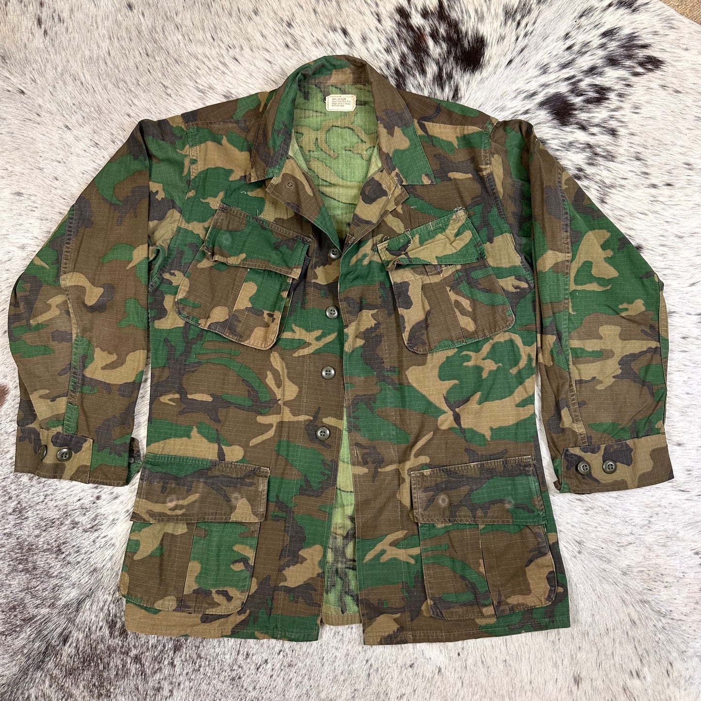 Brown dominant ERDL jungle jacket 1969 small regular camo shirt
