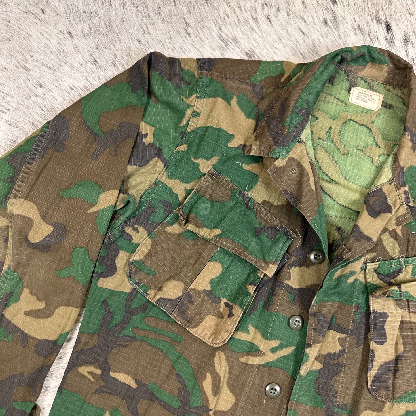 Brown dominant ERDL jungle jacket 1969 small regular camo shirt