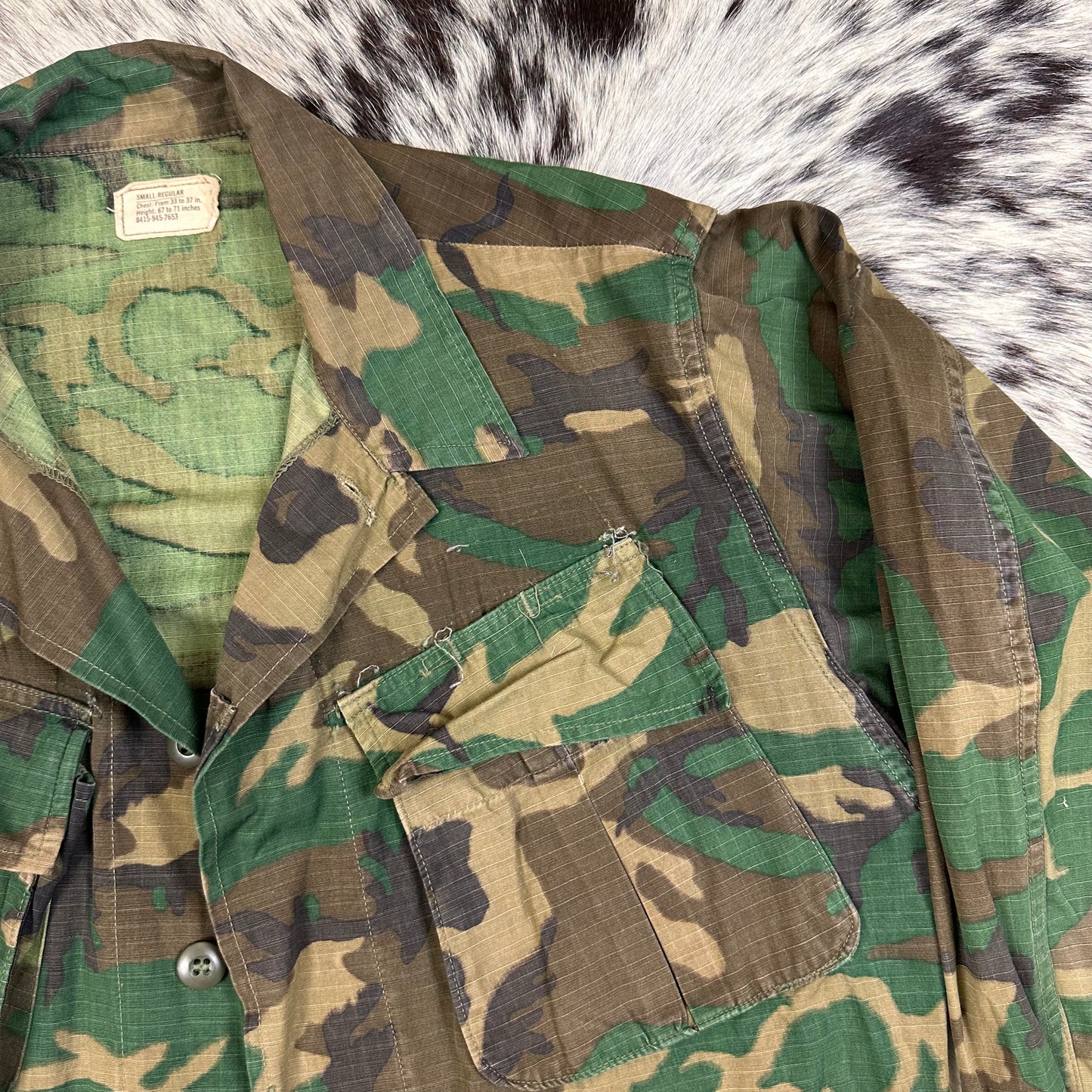Brown dominant ERDL jungle jacket 1969 small regular camo shirt