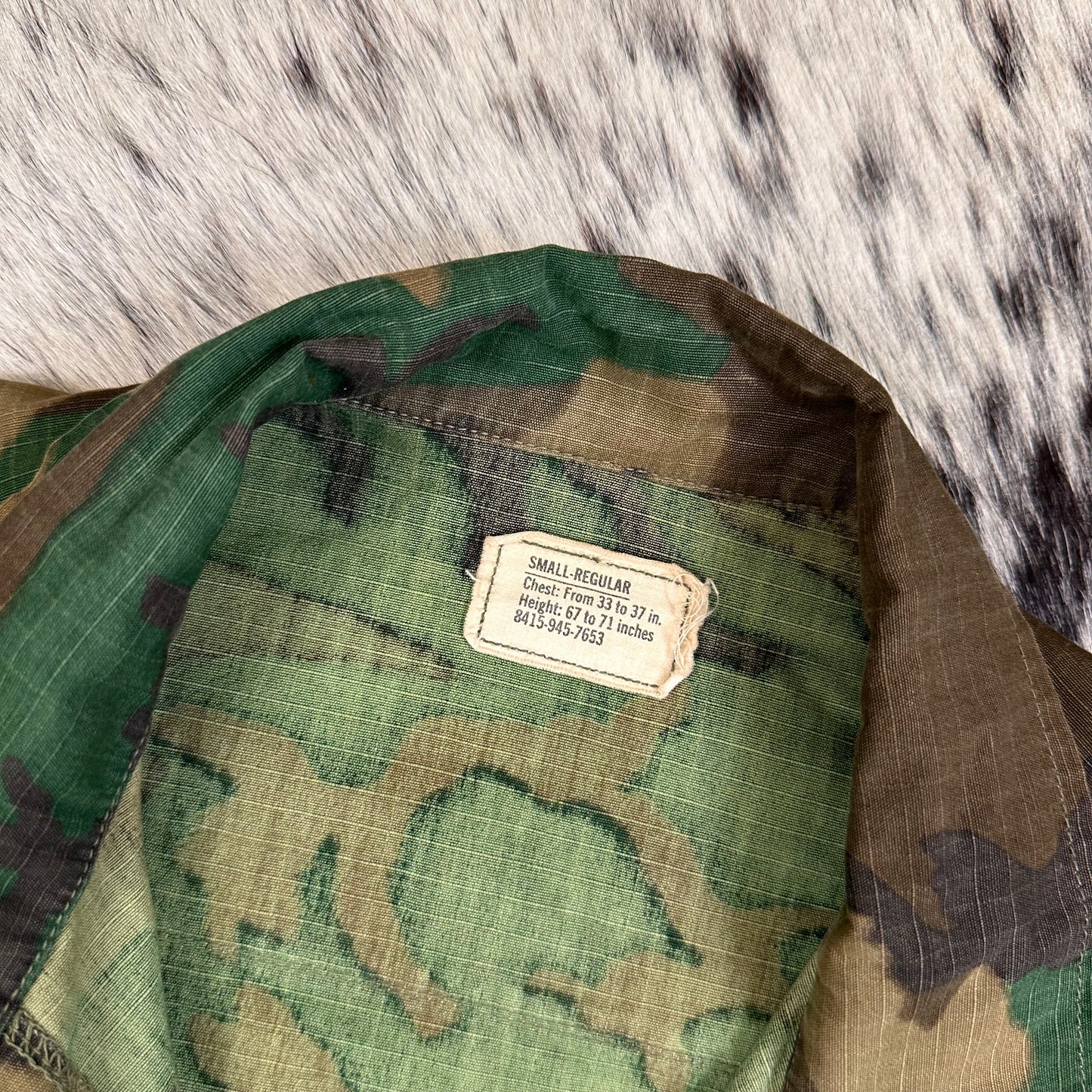 Brown dominant ERDL jungle jacket 1969 small regular camo shirt