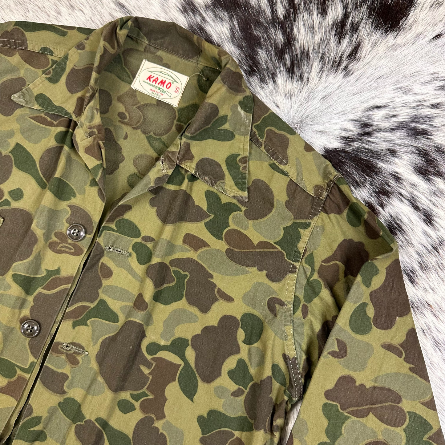 Vintage Kamo duck hunter frog skin camo shirt size small
