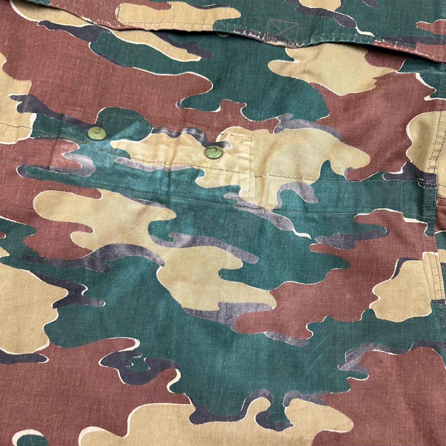 50s Belgian heavy canvas jigsaw camo paratrooper jacket with hood approx medium / large