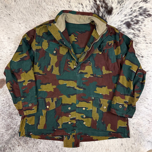70s Belgian jigsaw camo paratrooper smock jacket cotton twill approx large