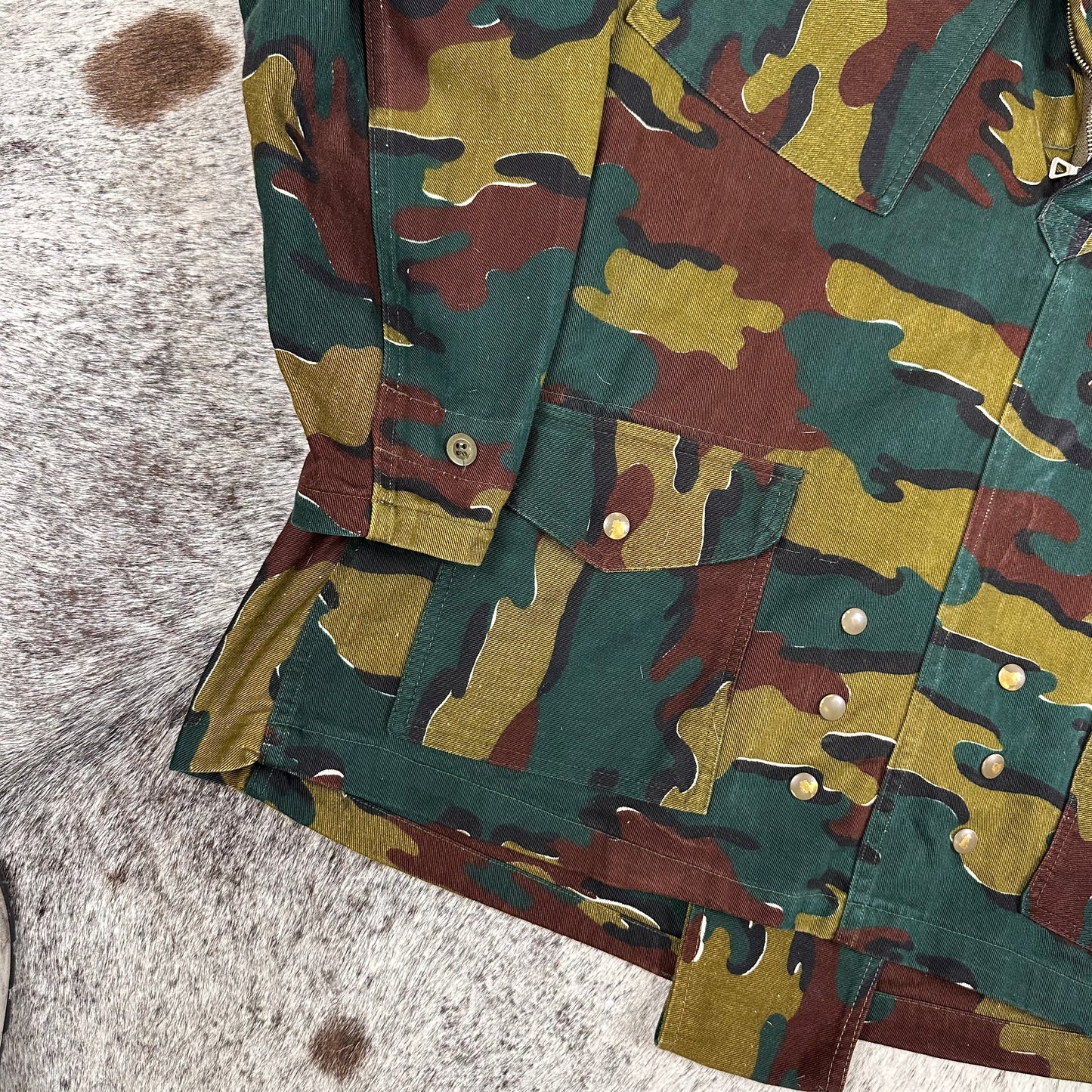 70s Belgian jigsaw camo paratrooper smock jacket cotton twill approx large