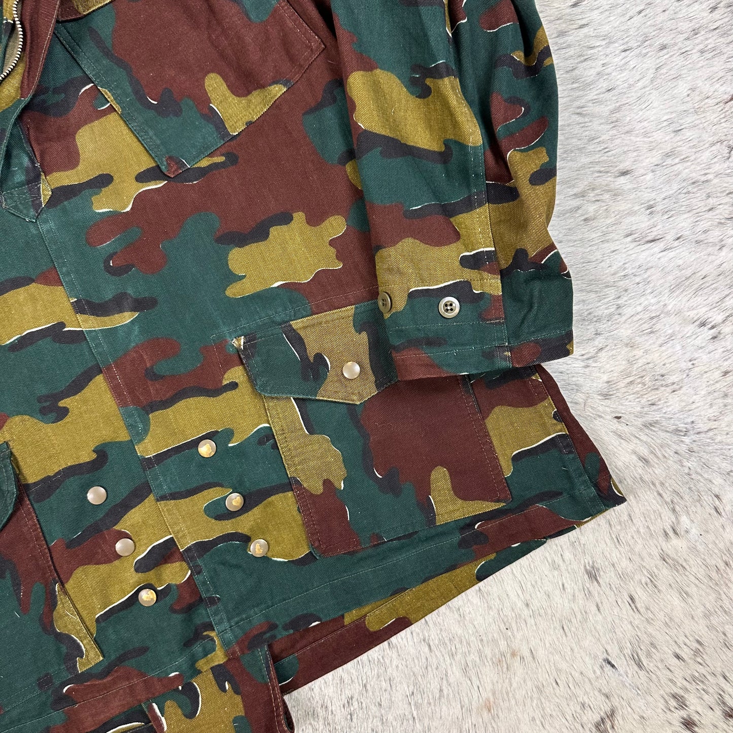 70s Belgian jigsaw camo paratrooper smock jacket cotton twill approx large