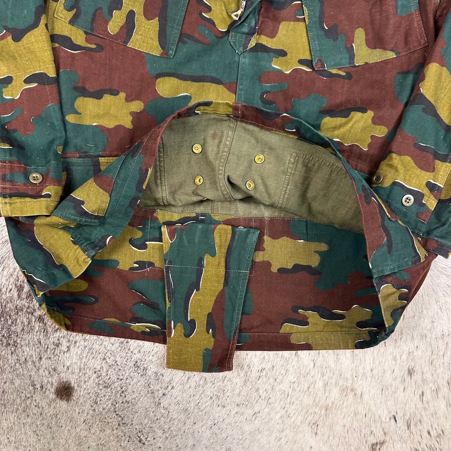 70s Belgian jigsaw camo paratrooper smock jacket cotton twill approx large