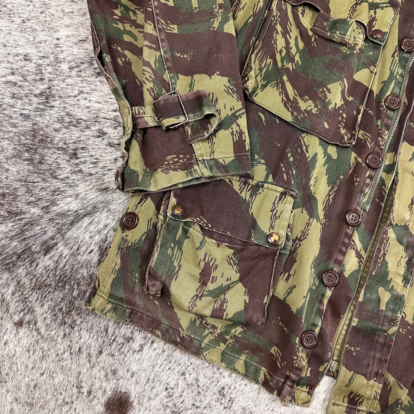 70s Portuguese HBT M64 lizard camo jacket smock approx medium / large