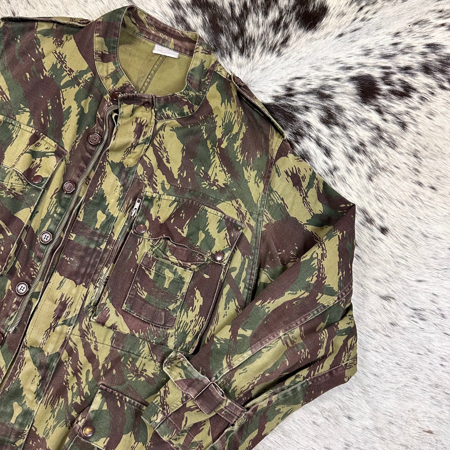 70s Portuguese HBT M64 lizard camo jacket smock approx medium / large