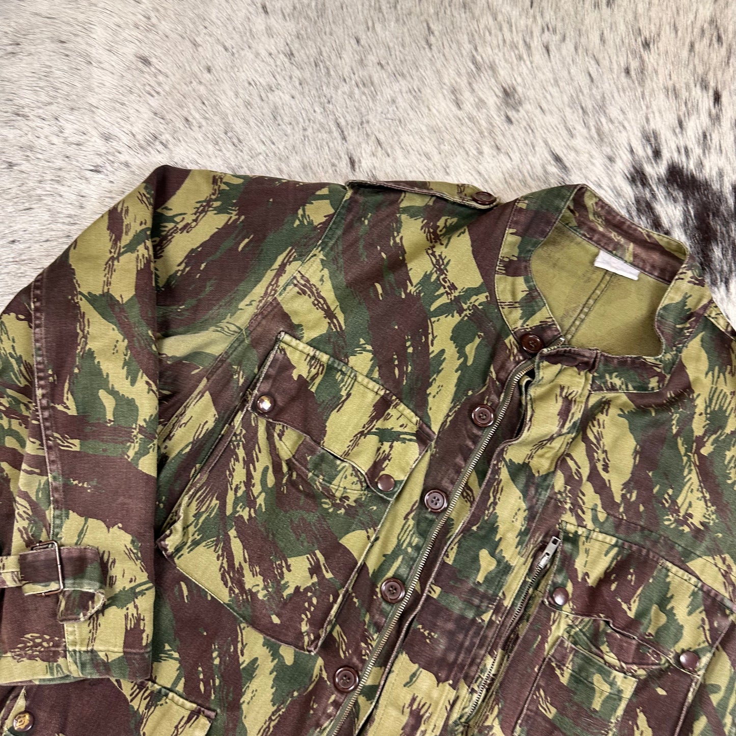 70s Portuguese HBT M64 lizard camo jacket smock approx medium / large