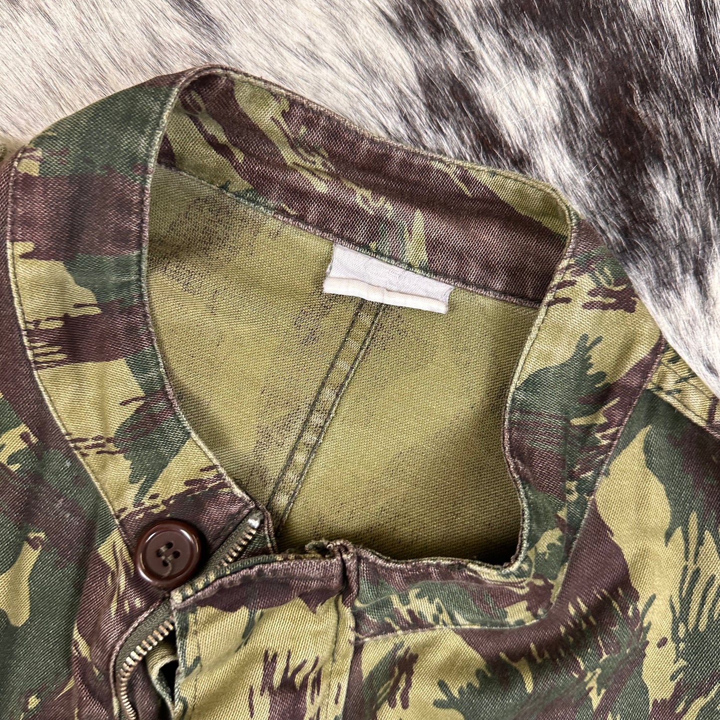 70s Portuguese HBT M64 lizard camo jacket smock approx medium / large