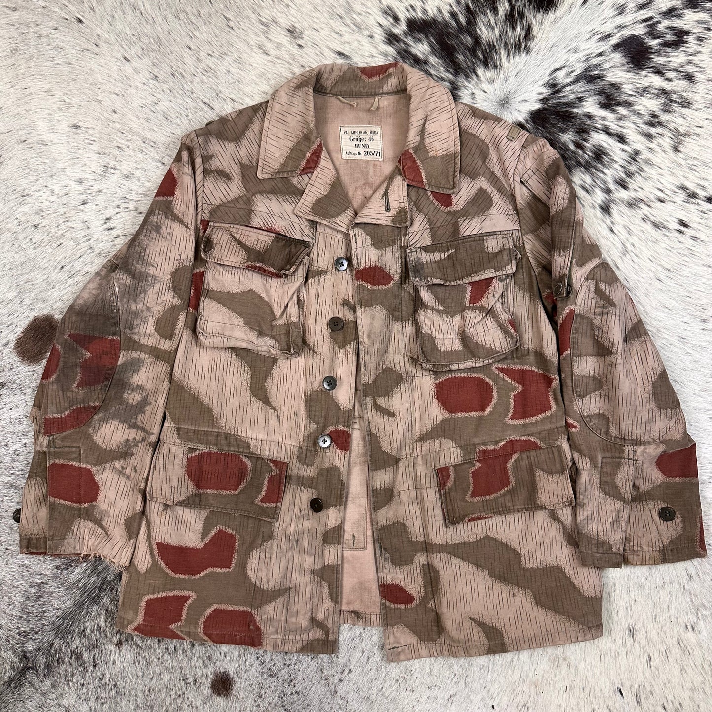 West German BGS Border Gaurd Bundesgrenzschutz Sumpfmuster camo jacket tagged 46 modern medium 1971