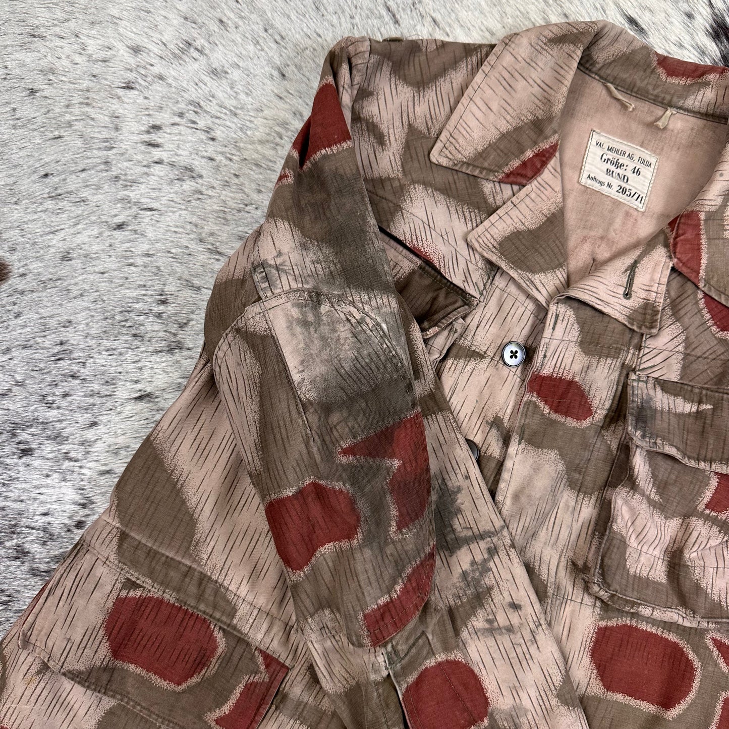 West German BGS Border Gaurd Bundesgrenzschutz Sumpfmuster camo jacket tagged 46 modern medium 1971