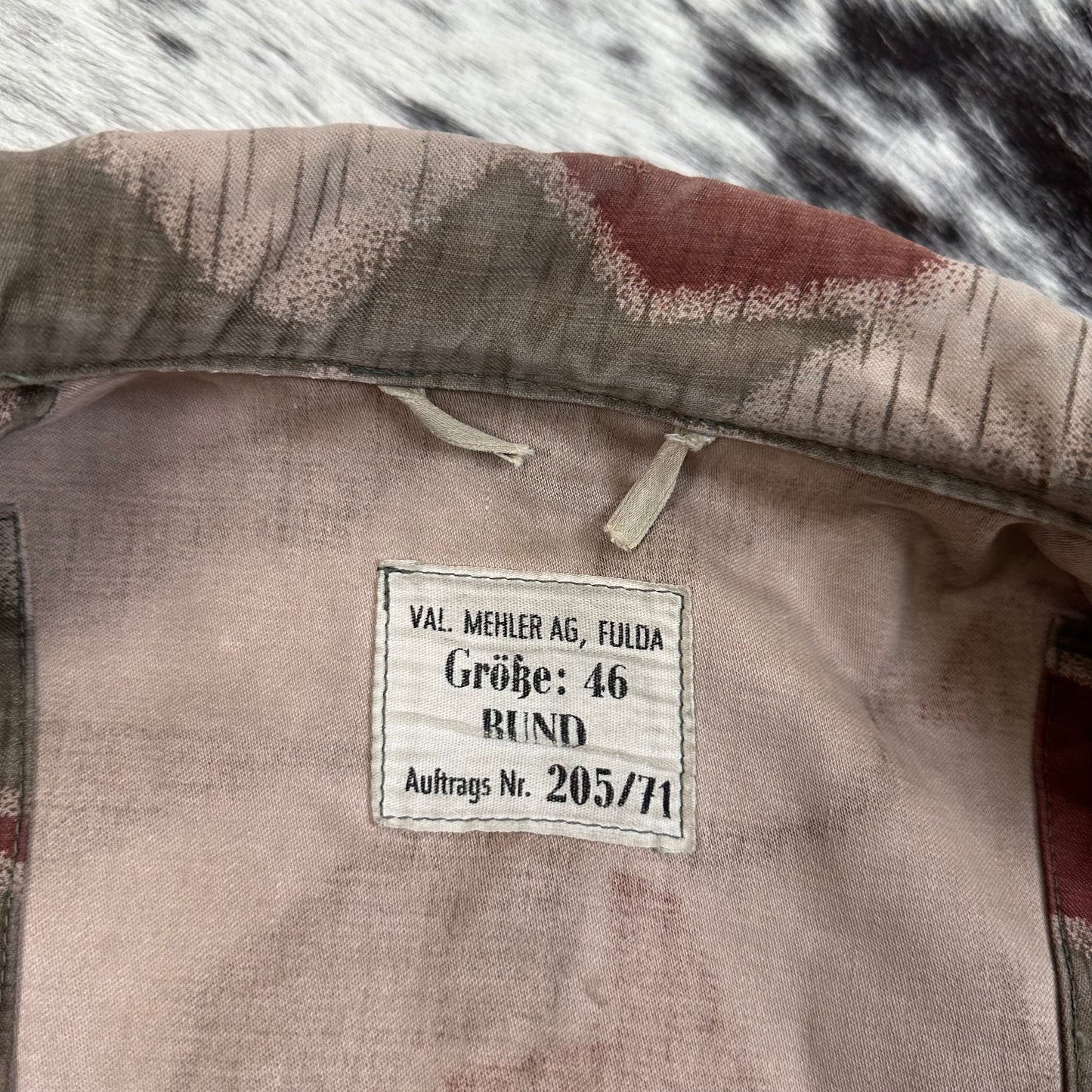 West German BGS Border Gaurd Bundesgrenzschutz Sumpfmuster camo jacket tagged 46 modern medium 1971
