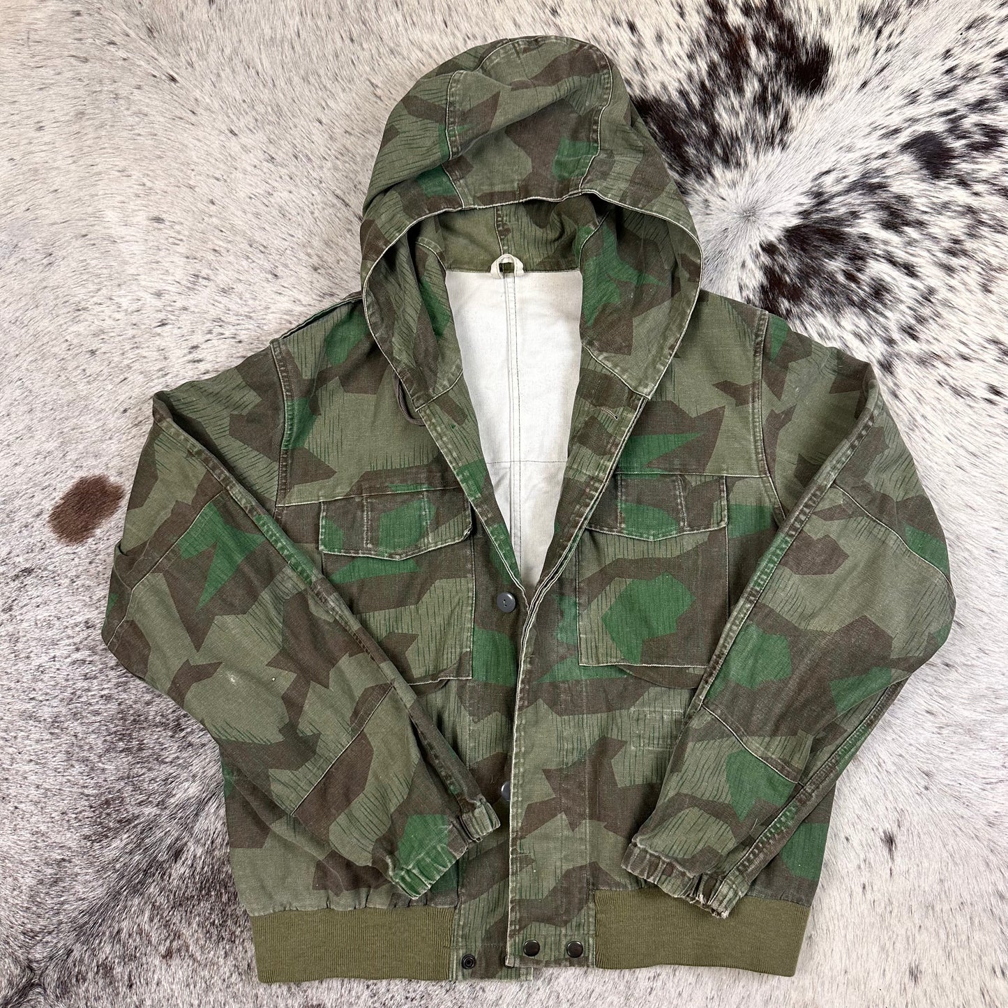 Vintage Miltec splinter camo hooded bomber style jacket medium