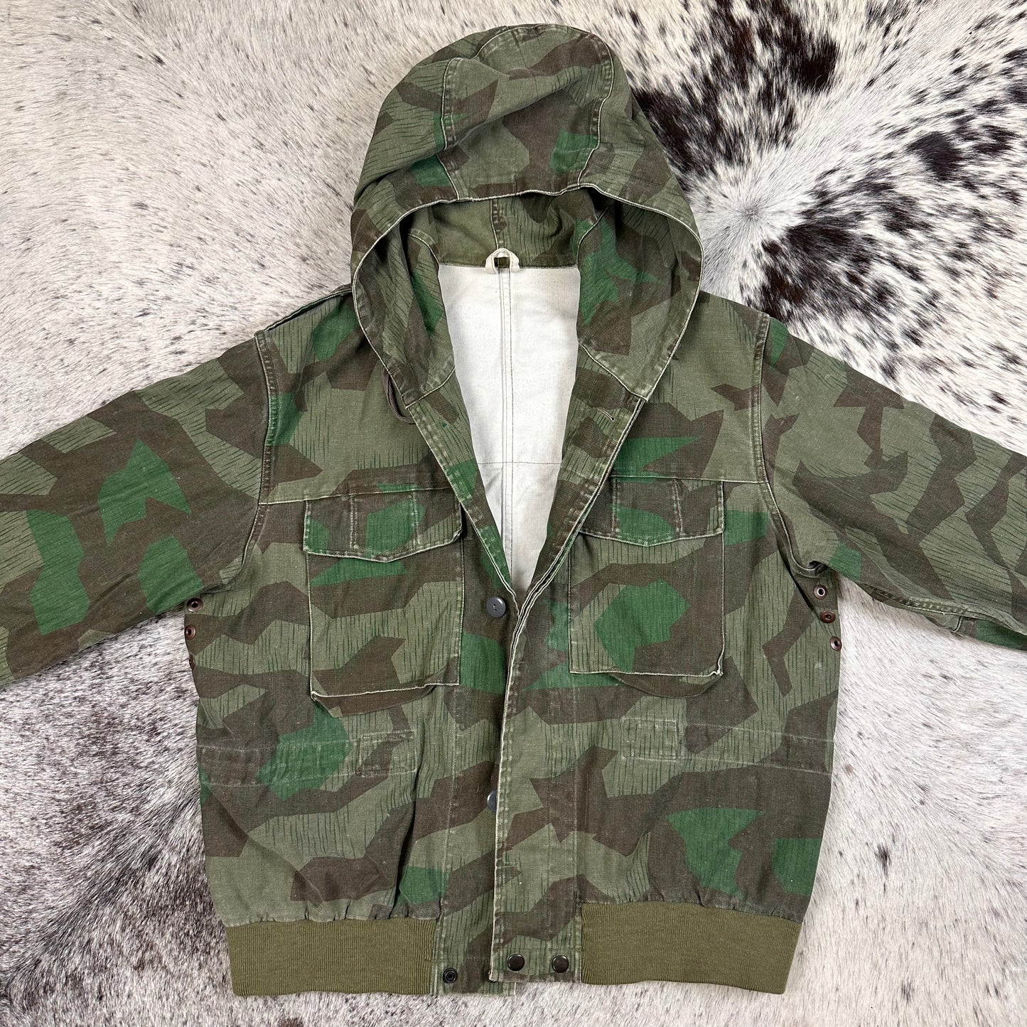 Vintage Miltec splinter camo hooded bomber style jacket medium