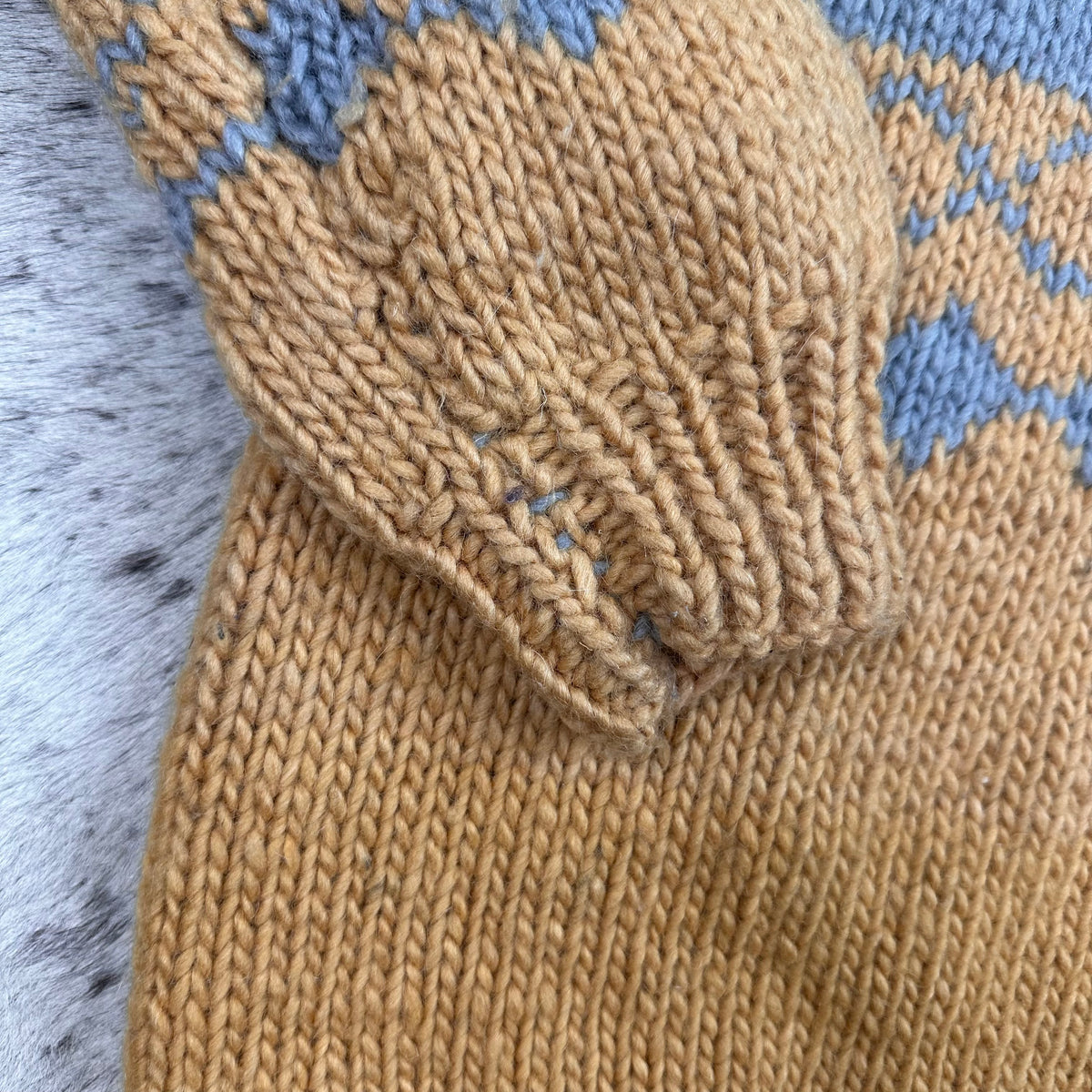 Hand knit tri color diamond weave sweater large
