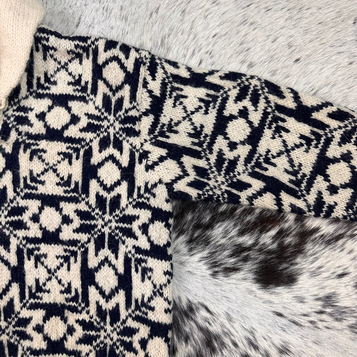Polo country snowflake Nordic style all wool shawl collar sweater medium